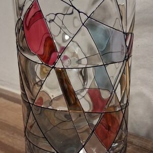 Vintage Mosaic Stained Glass Water Pitcher Mouth Blown Crystal Romania